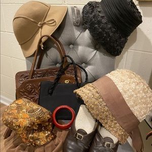 Vintage hat purse jewelry lot